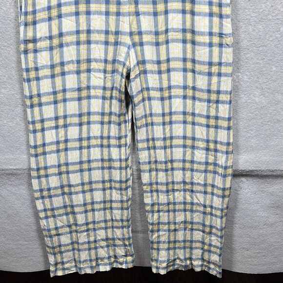 Urban Outfitters Jumpsuit Womens S Yellow Blue Plaid Button Through Wide Leg - Picture 4 of 12